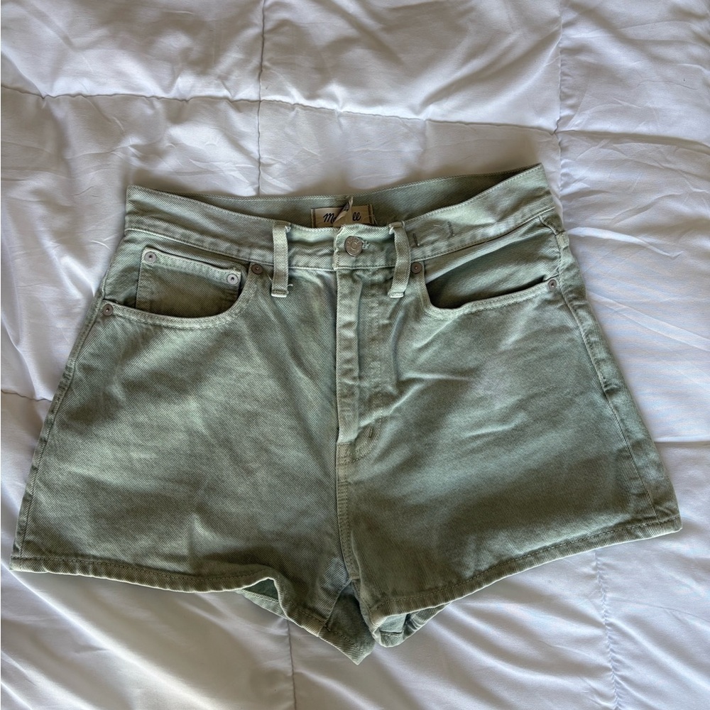 Madewell Mom Jean High Waist Green Shorts